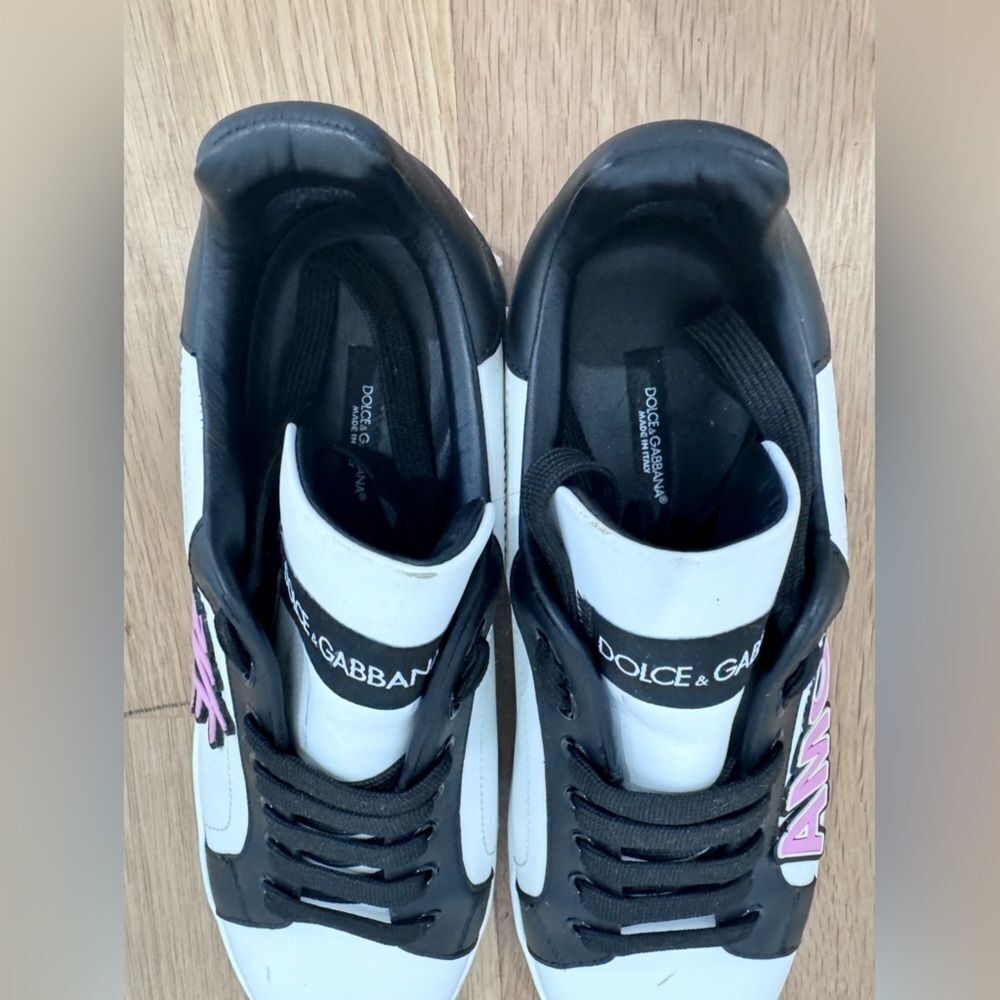 Dolce & Gabbana White Love Logo-Embossed Leather Sneakers Size IT 40 - Picture 5 of 10